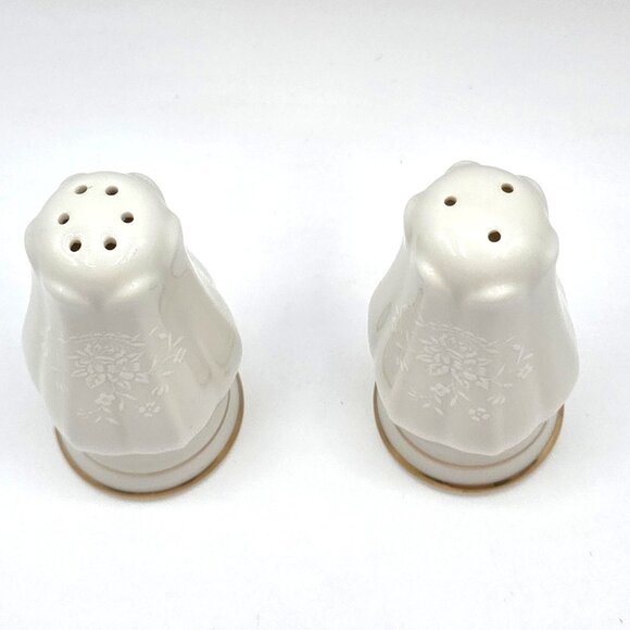 Noritake Chandon Design Pattern 7306 Gold Trim Salt Pepper Shakers Retired - Picture 2 of 8